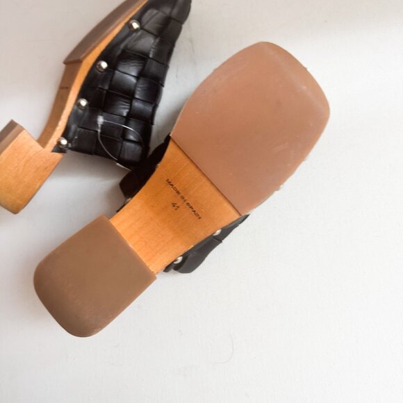 MIISTA Black leather woven Clog Slides 41 - Picture 6 of 9